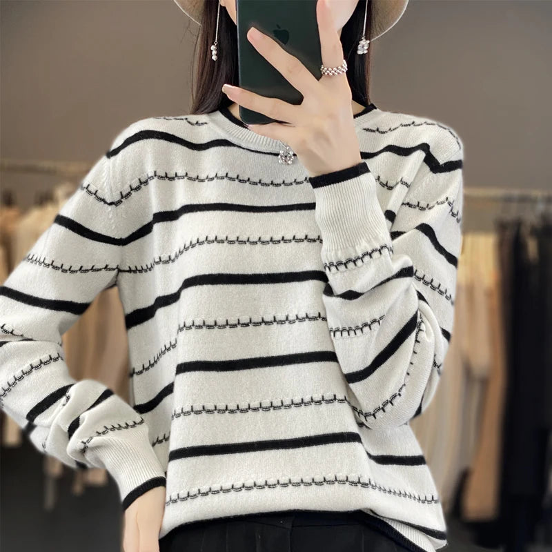 Women’s Striped Cotton Pullover Sweater