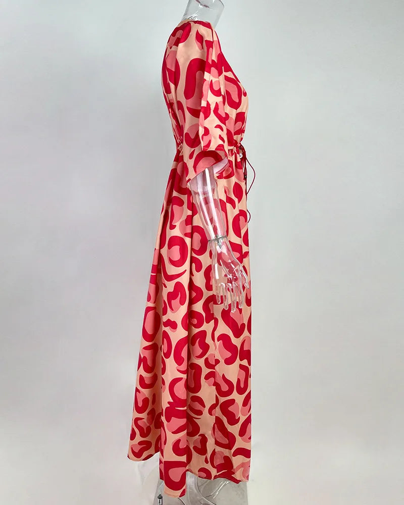 Lace Bloom V-Neck Swing Dress