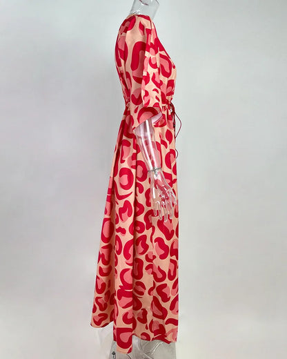Lace Bloom V-Neck Swing Dress