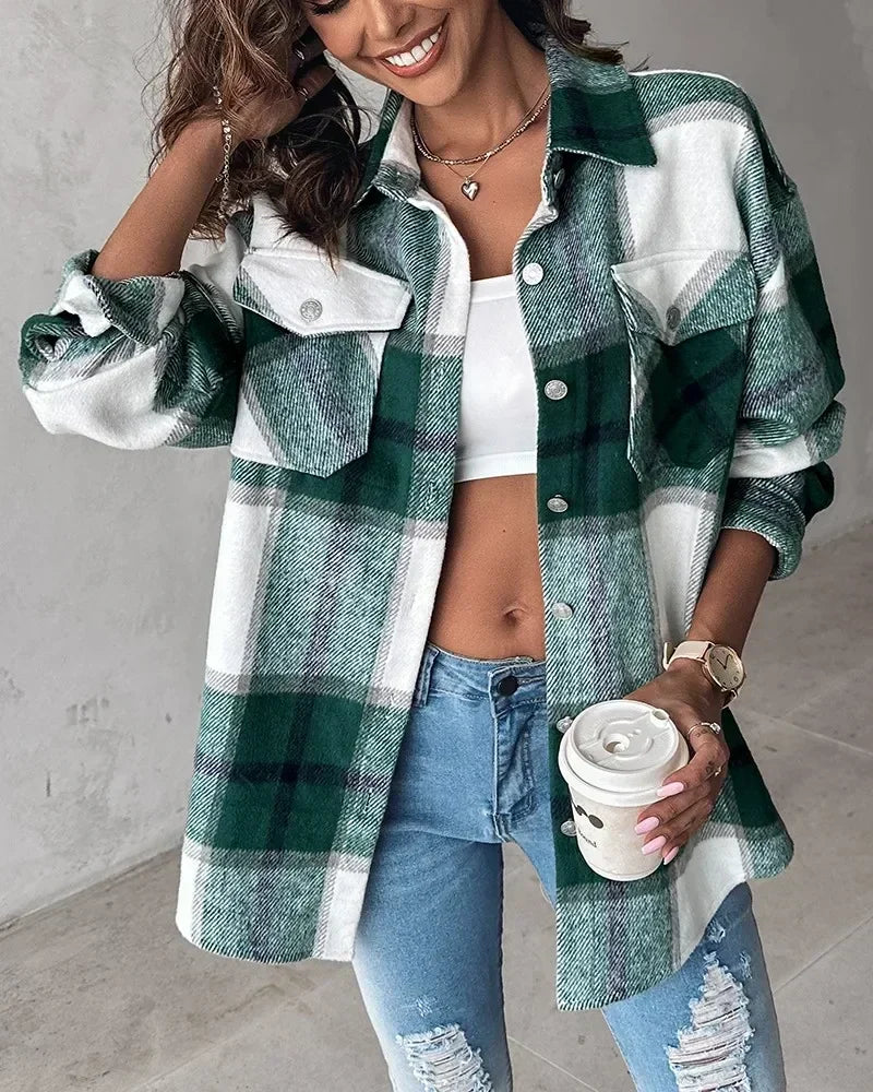 Cozy Plaid Button-Up Shacket