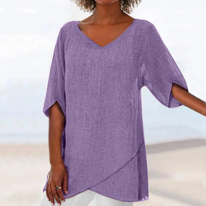 Blue Cotton V-Neck