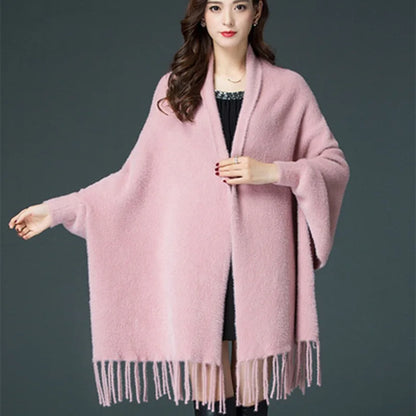 Plush Mink Knit Cardigan Cloak