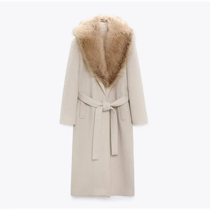 Fur Lapel Wool Overcoat