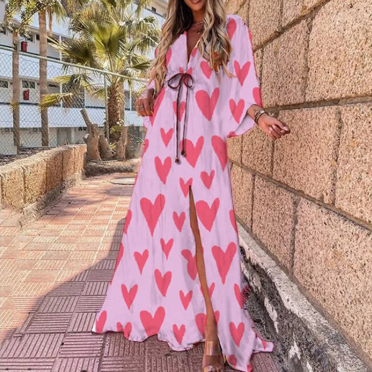 Lace Bloom V-Neck Swing Dress