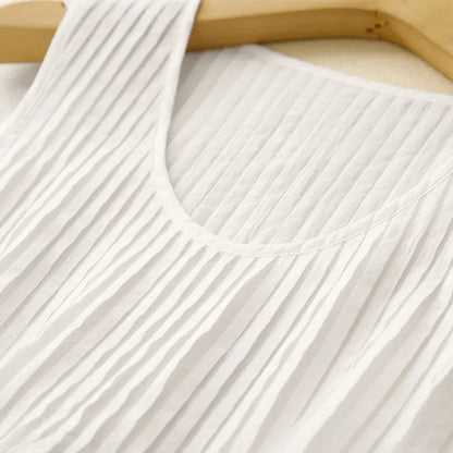 Pleated Cotton Linen Vest Top
