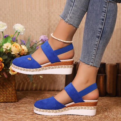 Handmade Linen Wedge Sandals