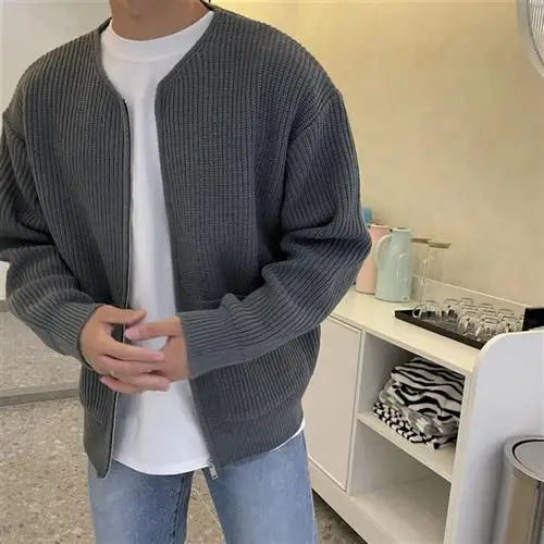 Men's Stand Collar Slim Fit Knit Jacket