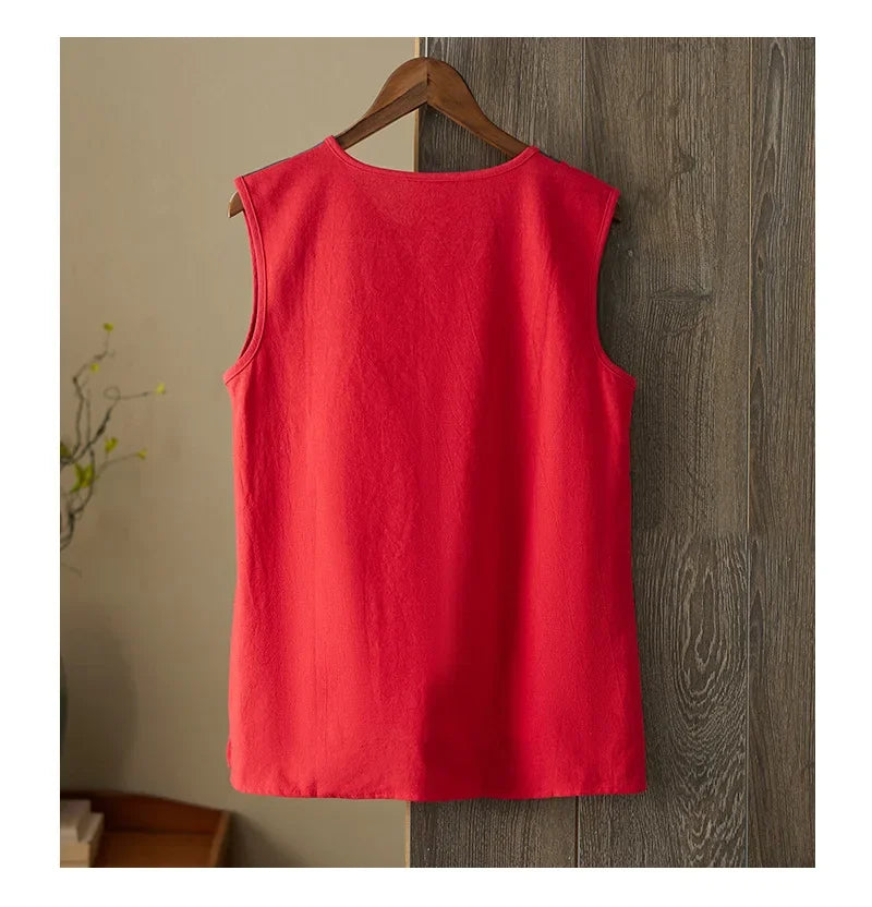 Asymmetric Cotton Linen Top