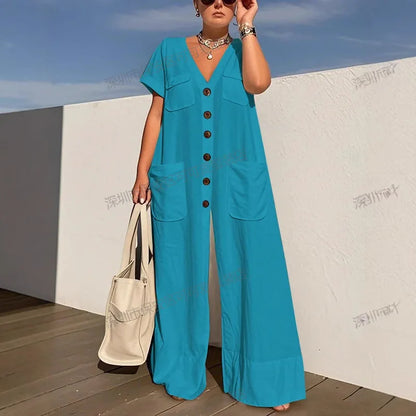 Effortless Edge V-Neck Jumpsuit
