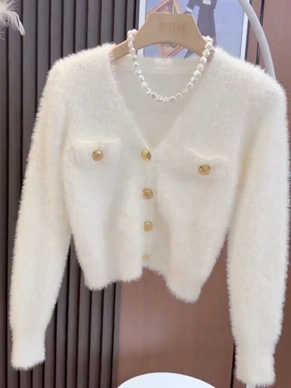 Elegant Muse V-Neck Knit Cardigan