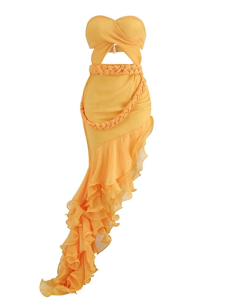 Starlit Allure Strapless Maxi Dress