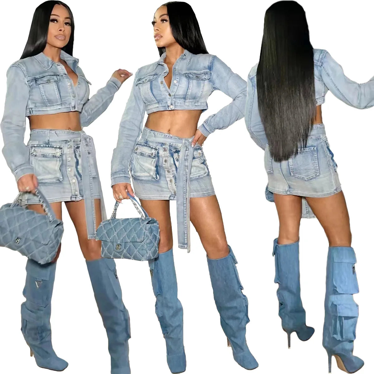 Indigo Muse Denim Mini Skirt Set