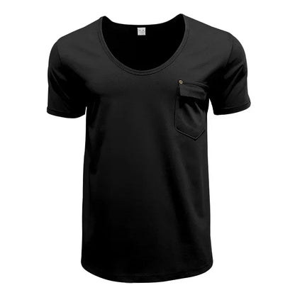 Men’s U-Neck Solid Casual T-Shirt