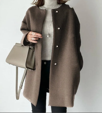 Retro Ease Button-Up Cardigan Coat