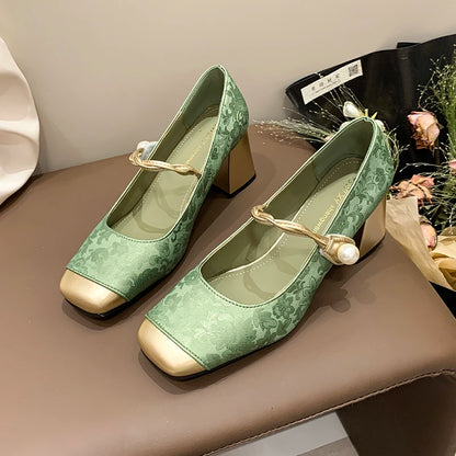 Elegant Charm Block Heel Pumps