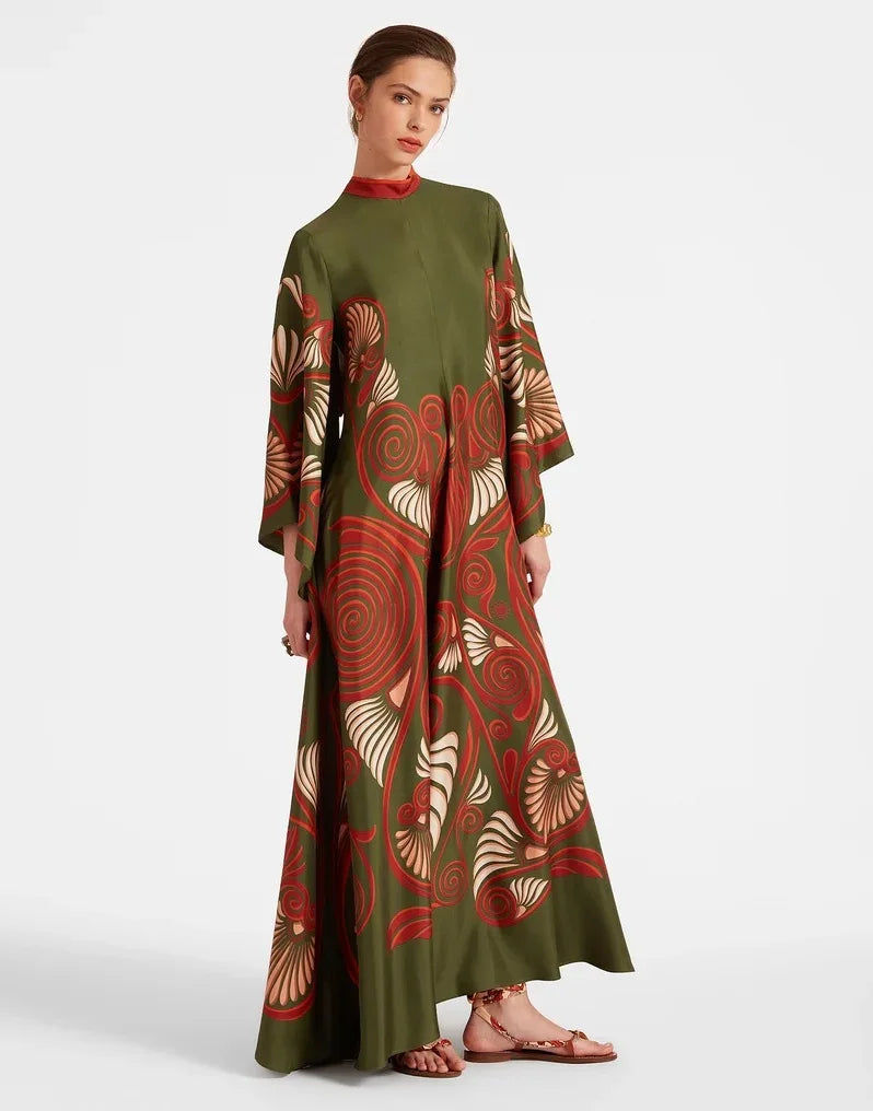Vintage Muse Printed Maxi Dress