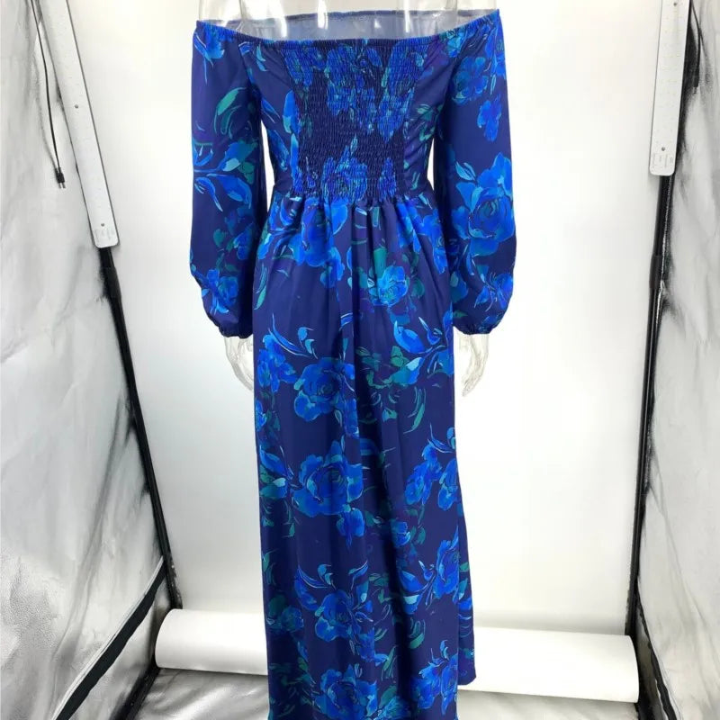 Hots weet Blue Off-Shoulder Swing Dress