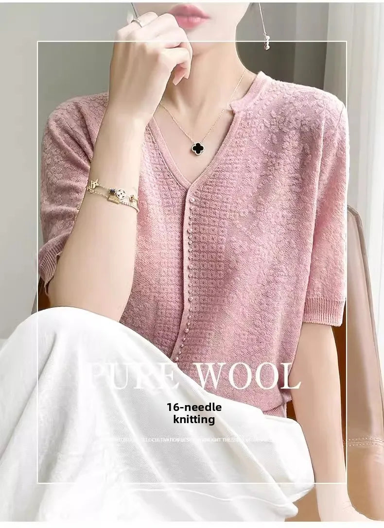 V-Neck Knitted Summer Top