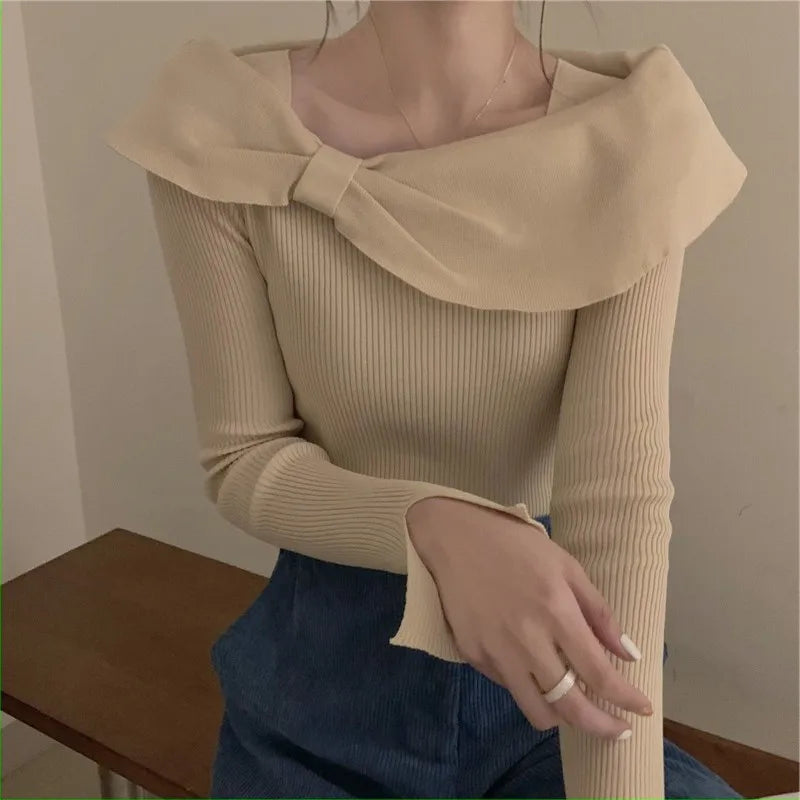 Elegant Butterfly Knot Top — Women's Slim Knitwear