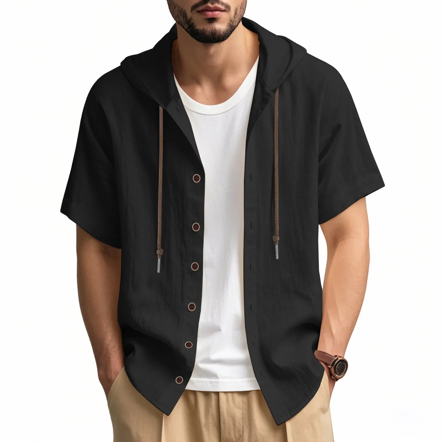 Lightweight Linen Hooded Summer Shirt