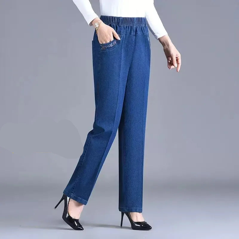 Blossom Ease Embroidered Mom Jeans