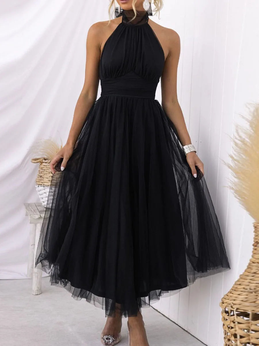Chiffon Halter Neck Dress