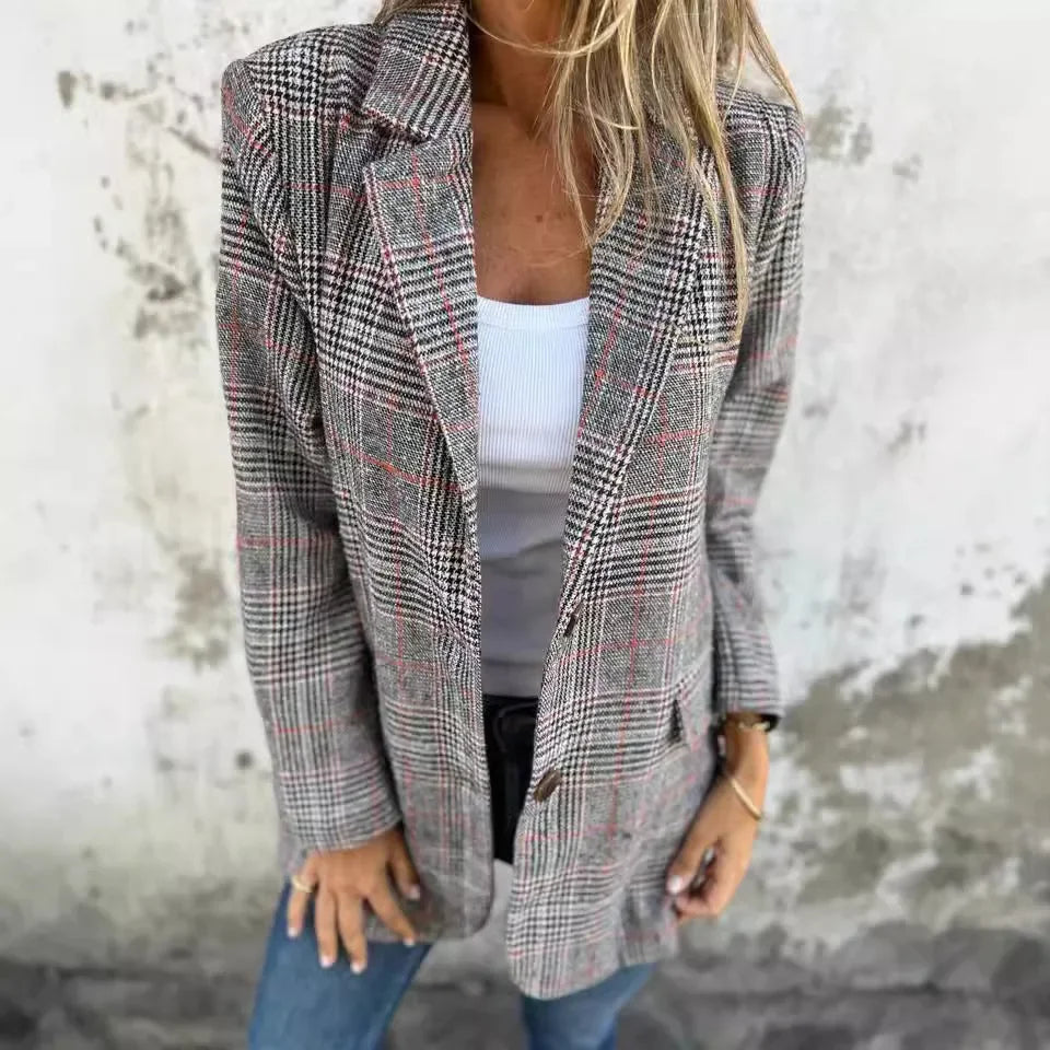 Elegant Houndstooth Office Suit Jacket