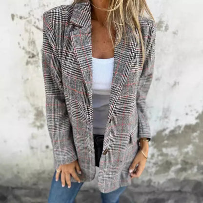 Elegant Houndstooth Office Suit Jacket
