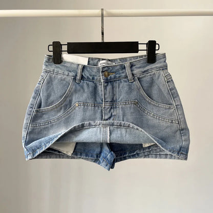 High Waist Denim Mini Skirt