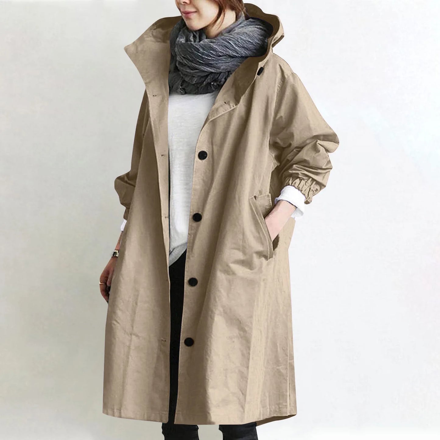 Women’s Long Hooded Trench Coat