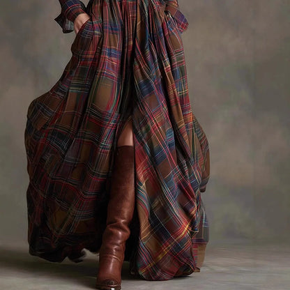 Women’s Plaid Maxi Shirt Dress