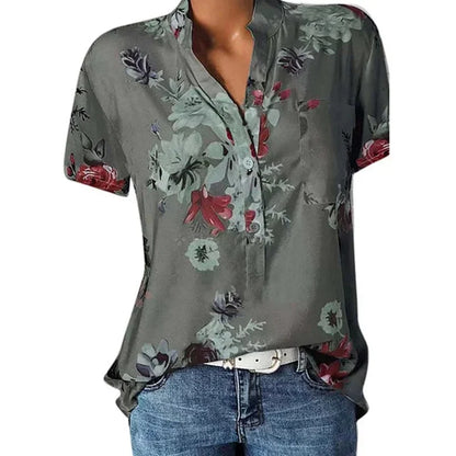 Floral V-Neck Summer Tee for Women