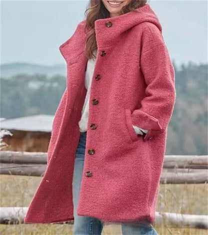Chic Hooded Woolen Overcoat