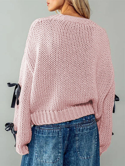 Belle Knot Deep V Bow Cardigan