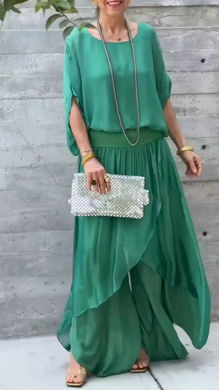 Graceful Flow Chiffon Pant Set