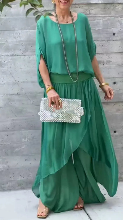 Graceful Flow Chiffon Pant Set