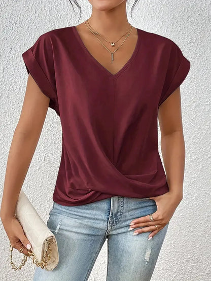 Irregular Knot V-Neck Tee