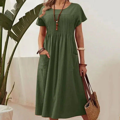 Pleated Cotton Summer Dress