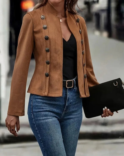 Chic Double-Breasted Black Coat