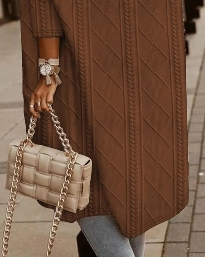 Cable Knit Hooded Windbreaker Coat