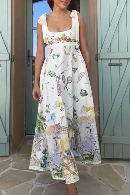Floral Whisper Lace-Up Summer Dress