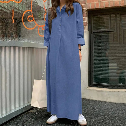 Oversized Korean Denim Maxi Dress