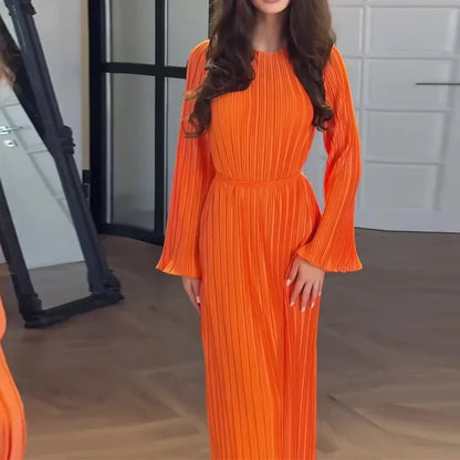 Spring Grace Pleated Belted Dress