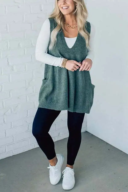 Loose V-Neck Sweater Vest Jacket