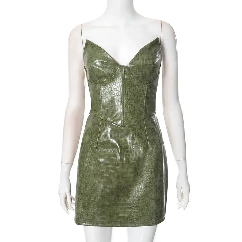 Midnight Luxe Strapless Leather Dress