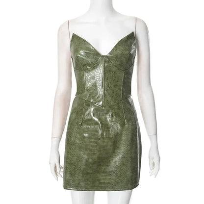 Midnight Luxe Strapless Leather Dress