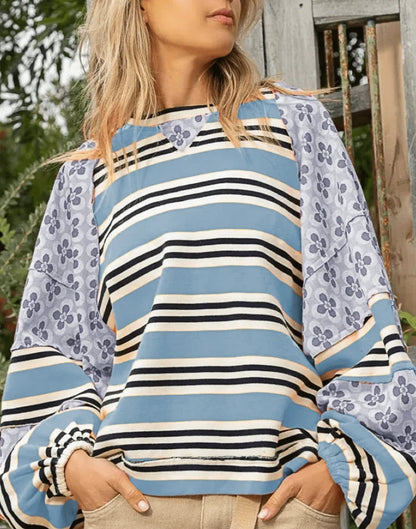 Vibrant Floral Stripe Hoodie