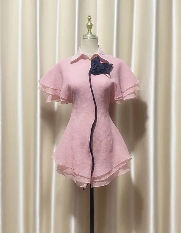 Butterfly Bloom Contrast A-Line Dress