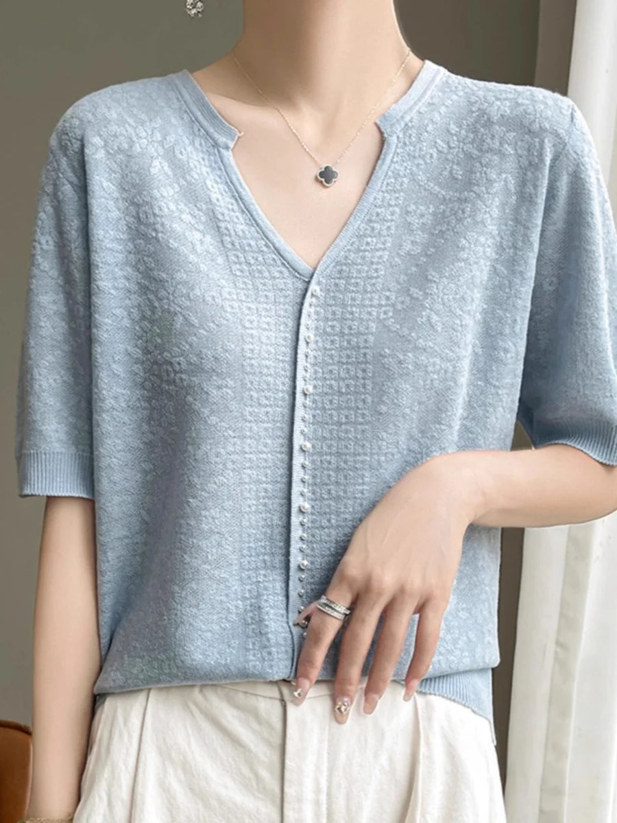 V-Neck Knitted Summer Top