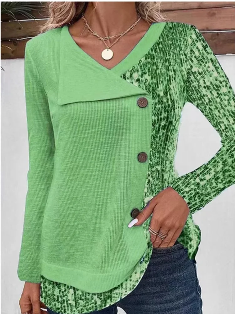 Vibe Stripe V-Neck Button Tee